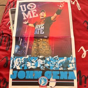WWE John Cena Poster with Red and Blue Accents